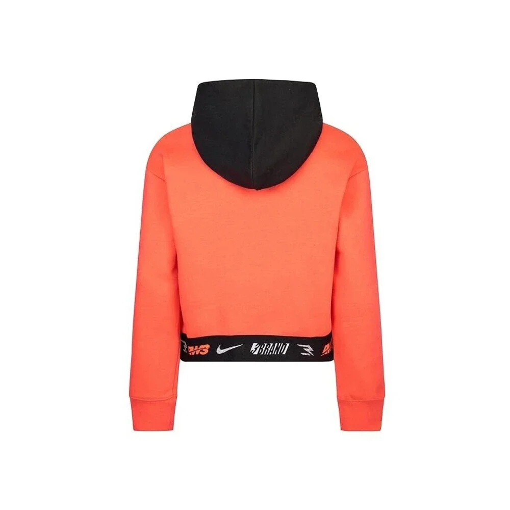 Nike 3BRAND Cropped Hoodie Girls L Pink Cotton Kangaroo Pocket Pullover GBO242
